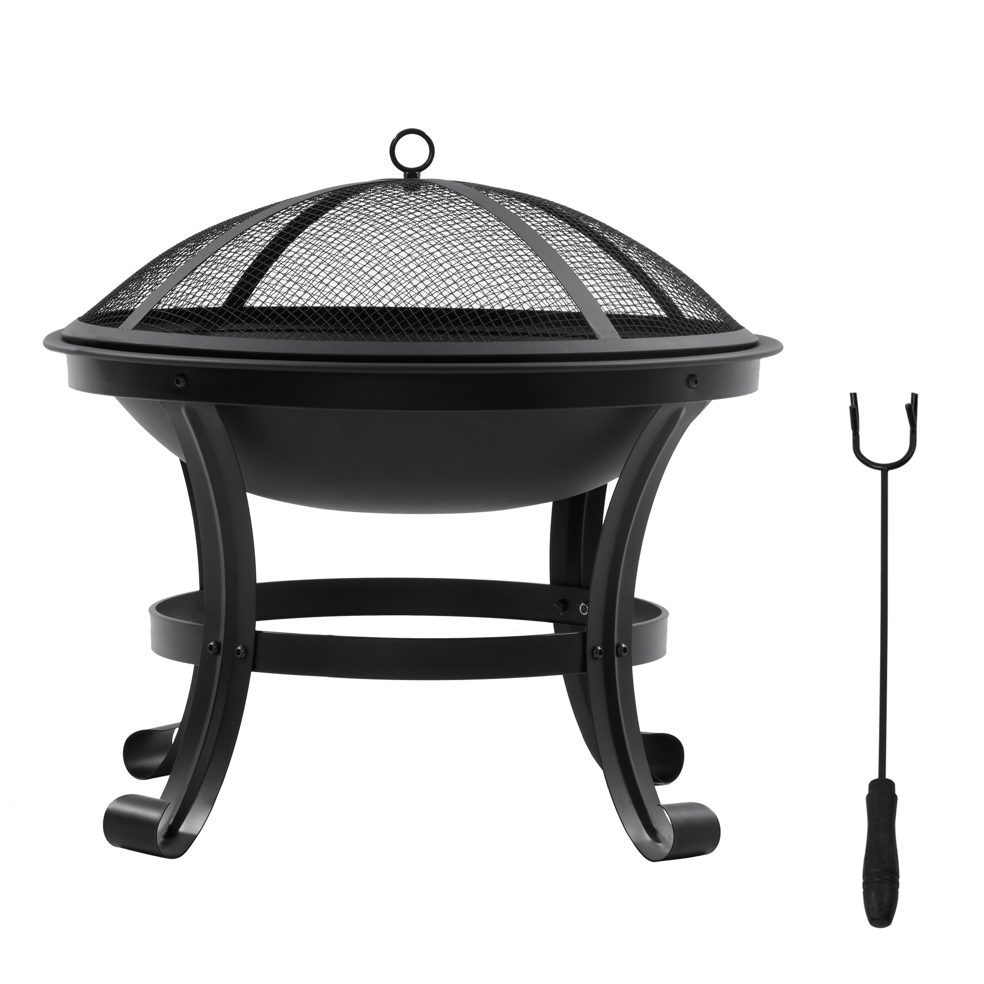 Outsunny Brasero Exterior De Acero Con Protector De Chispas Ø55x50 Cm Negro_0