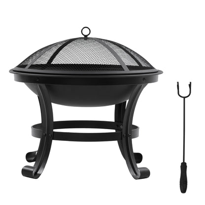 Outsunny Brasero Exterior De Acero Con Protector De Chispas Ø55x50 Cm Negro_0