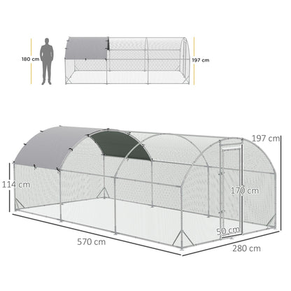Pawhut Gallinero Para Exterior 5,7x2,8x1,97 M Para 12-18 Gallinas De Acero Galvanizado_2