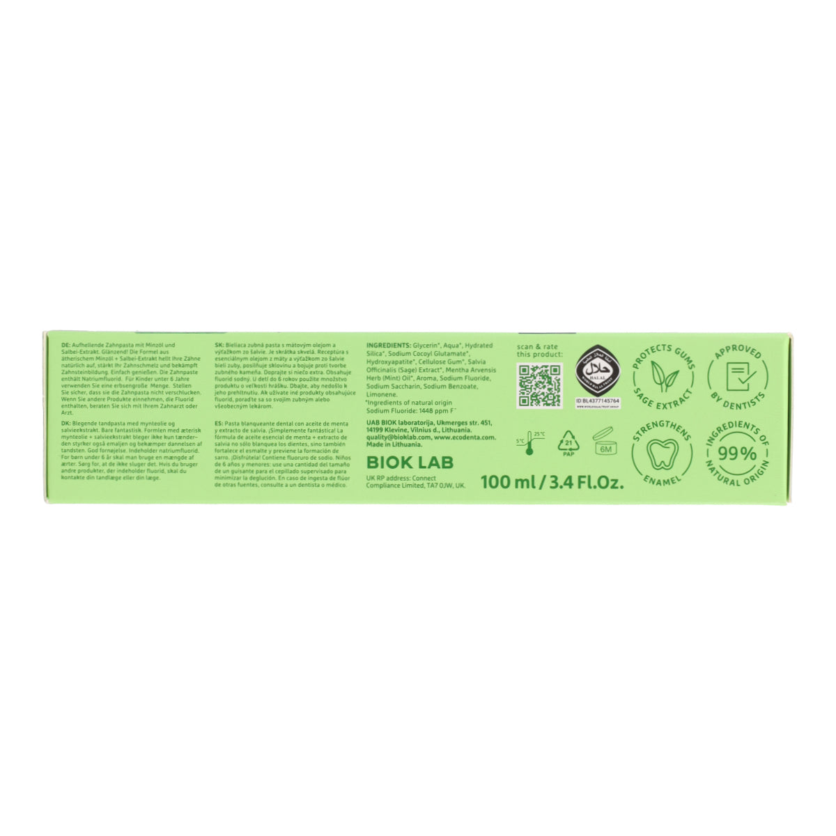 Pasta dental Blanqueadora con Menta y Salvia EcoDenta 100 ml