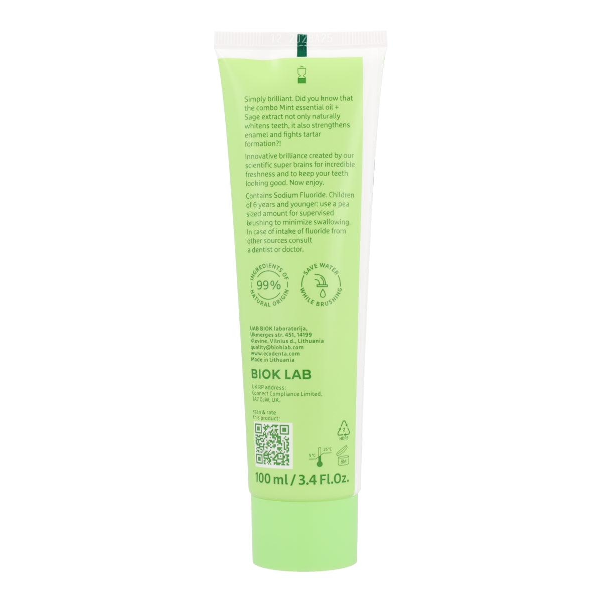 Pasta dental Blanqueadora con Menta y Salvia EcoDenta 100 ml