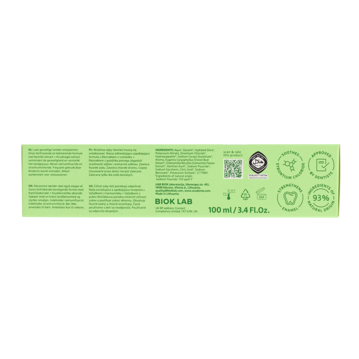 Pasta dental Alivio Sensibilidad Manzanilla y Clavo EcoDenta 100 ml