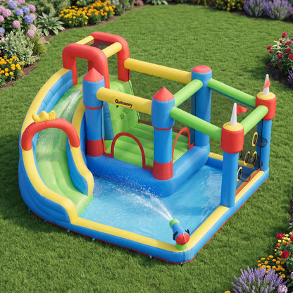 Outsunny Castillo Hinchable Para Niños Con Piscina 390x300x197 Cm Multicolor_3