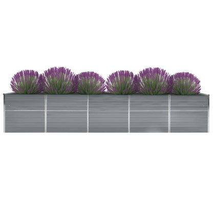 Arriate De Jardín De Acero Galvanizado Gris 400x80x77 Cm_0