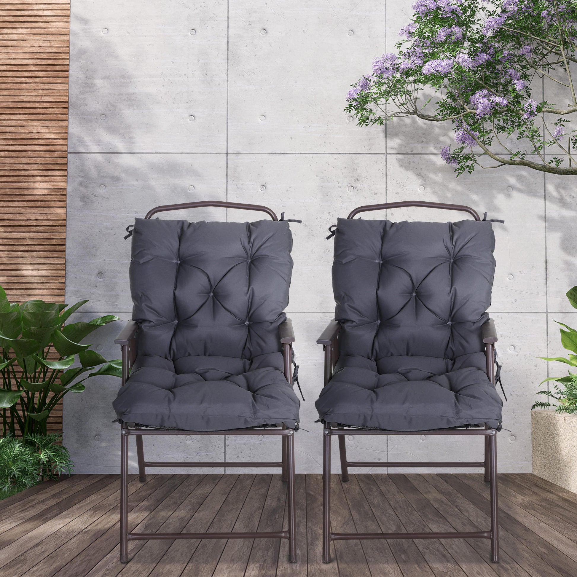 Outsunny Conjunto De 2 Cojines Para Silla Con Respaldo 50x98x8 Cm Gris Oscuro_1