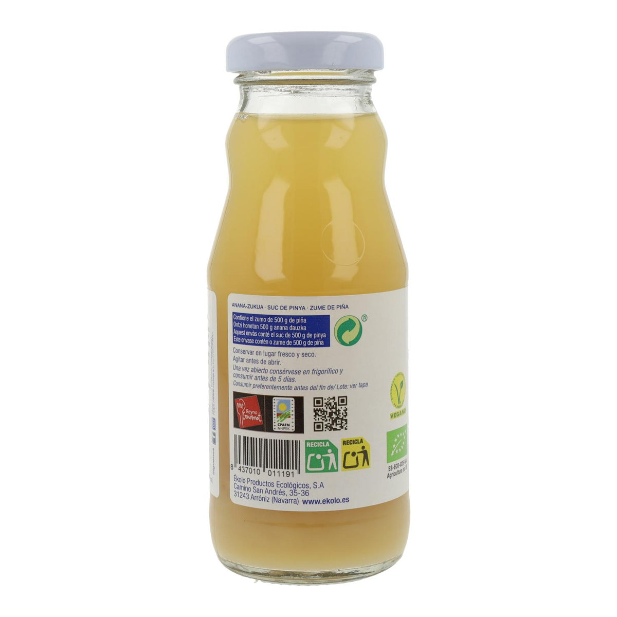 Zumo de Piña Bio 100% exprimido Ékolo 200 ml