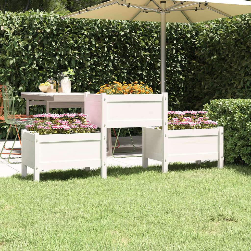 Jardinera De Madera De Pino Maciza Blanca 178,5x44x75 Cm_1
