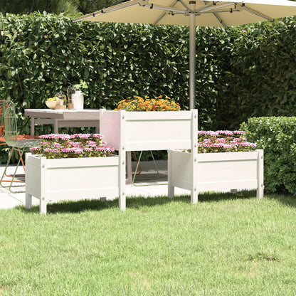 Jardinera De Madera De Pino Maciza Blanca 178,5x44x75 Cm_1