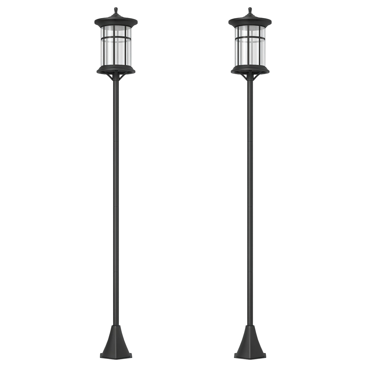 Farolas Solares Exterior Outsunny Acero Inoxidable, Abs Negro 23.5x23.5x184 Cm_0