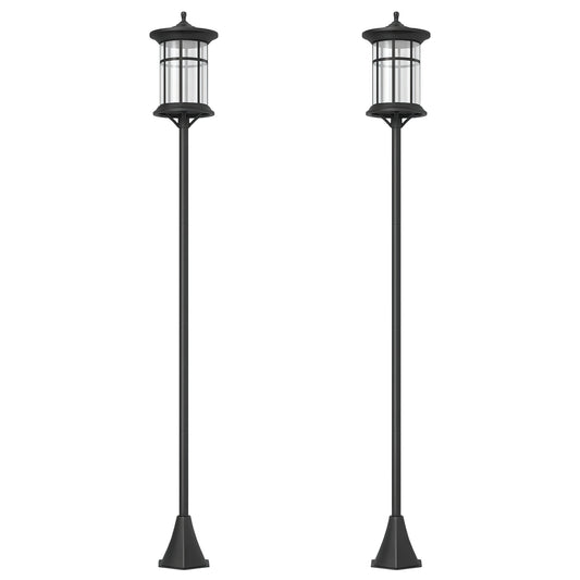 Farolas Solares Exterior Outsunny Acero Inoxidable, Abs Negro 23.5x23.5x184 Cm_0