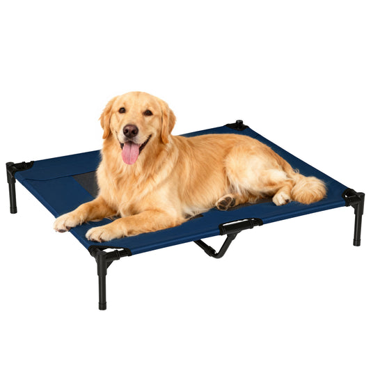 Pawhut Cama Elevada Para Perros Interior Y Exterior 91,5x76,2x18 Cm Azul_0