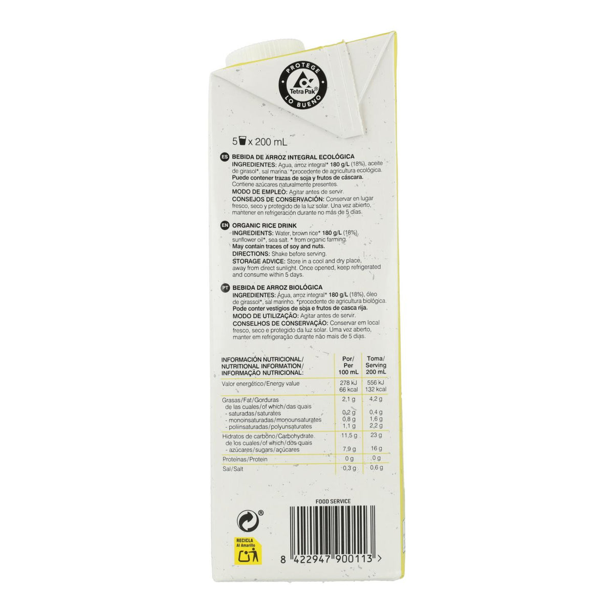 Bebida de Arroz Integral Soria Natural 1 L