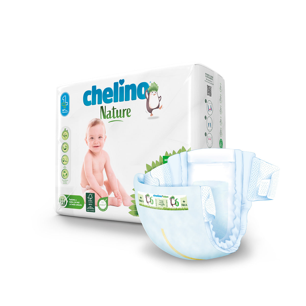 Pack 6x Pañales T6 17-28 kg Chelino Nature 27 unidades