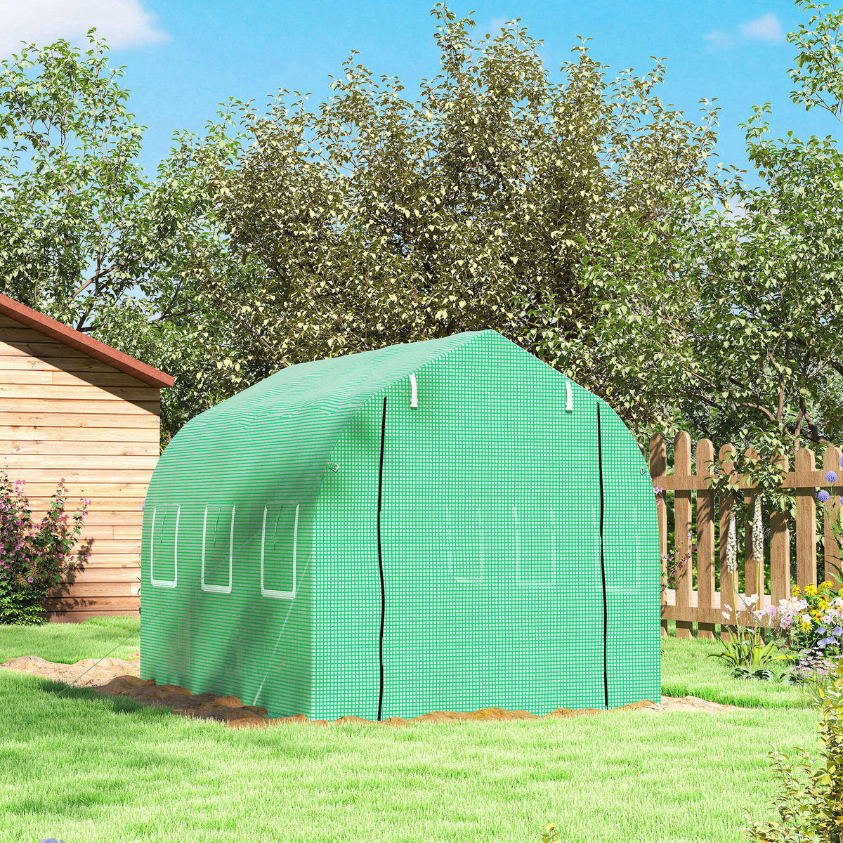 Outsunny Invernadero De Exterior 3x2x2 M Con 6 Ventanas De Malla Verde_3