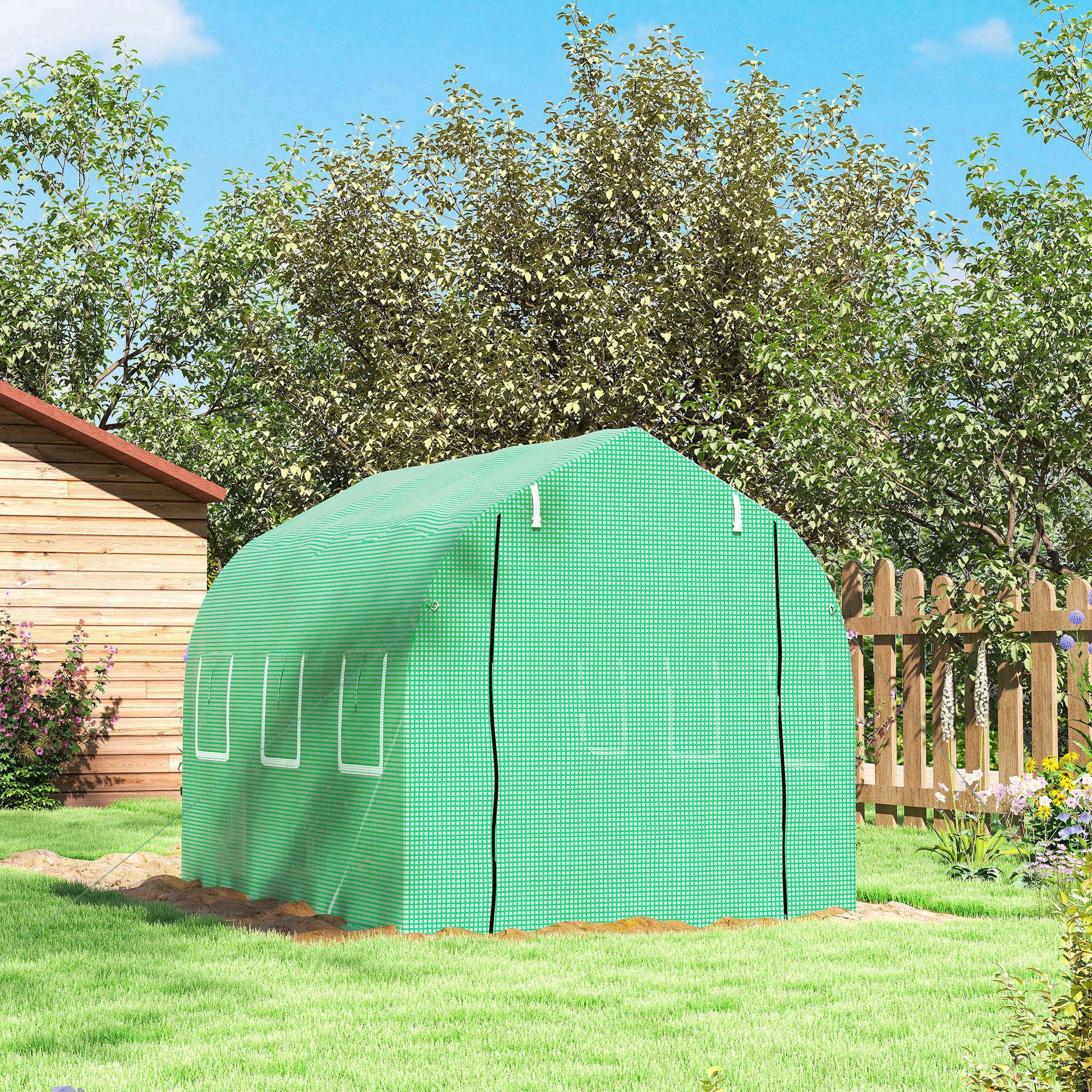 Outsunny Invernadero De Exterior 3x2x2 M Con 6 Ventanas De Malla Verde_3