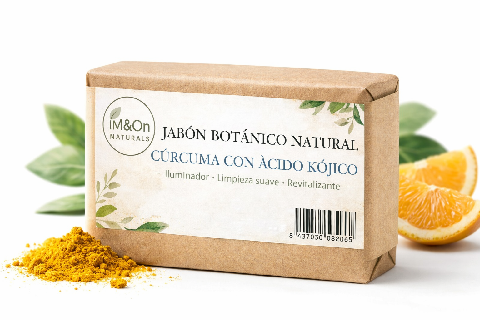 Jabón Sólido Natural con Cúrcuma y Ácido Kójico 100 g | Limpieza Iluminadora para el Rostro | M&On Naturals_0
