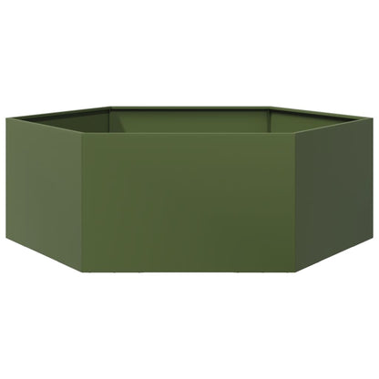 Jardinera Hexagonal De Acero Verde Oliva 138x120x45 Cm_5
