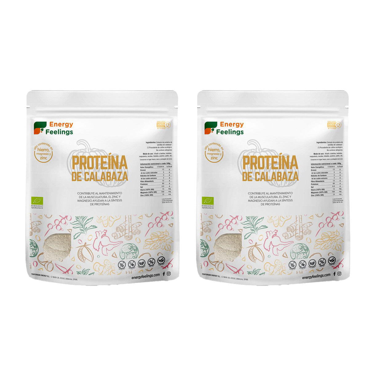 Pack 2x Energy Feelings Proteína de calabaza ECO 1 kg