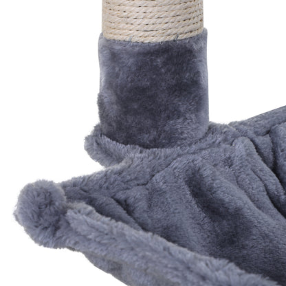 Pawhut Árbol Rascador Para Gatos 50x36x70 Cm Con Hamaca Plataforma Bola Gris_4