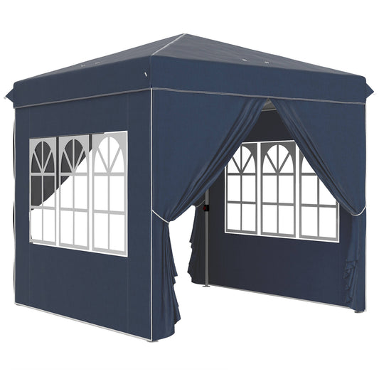 Carpa Plegable Outsunny Metal, Tela Oxford Azul 248x248x270 Cm_0