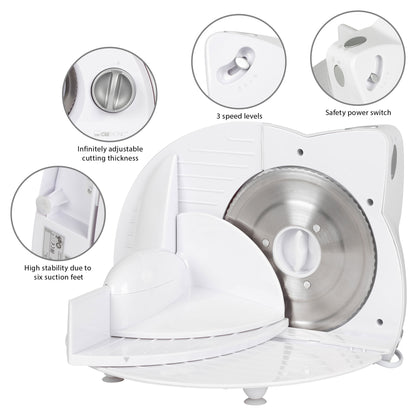 Cortafiambres Plegable, Cuchilla Especial Acero Inox., Corte Ajustable, 3 Velocidades, Compacto Clatronic As2958_4