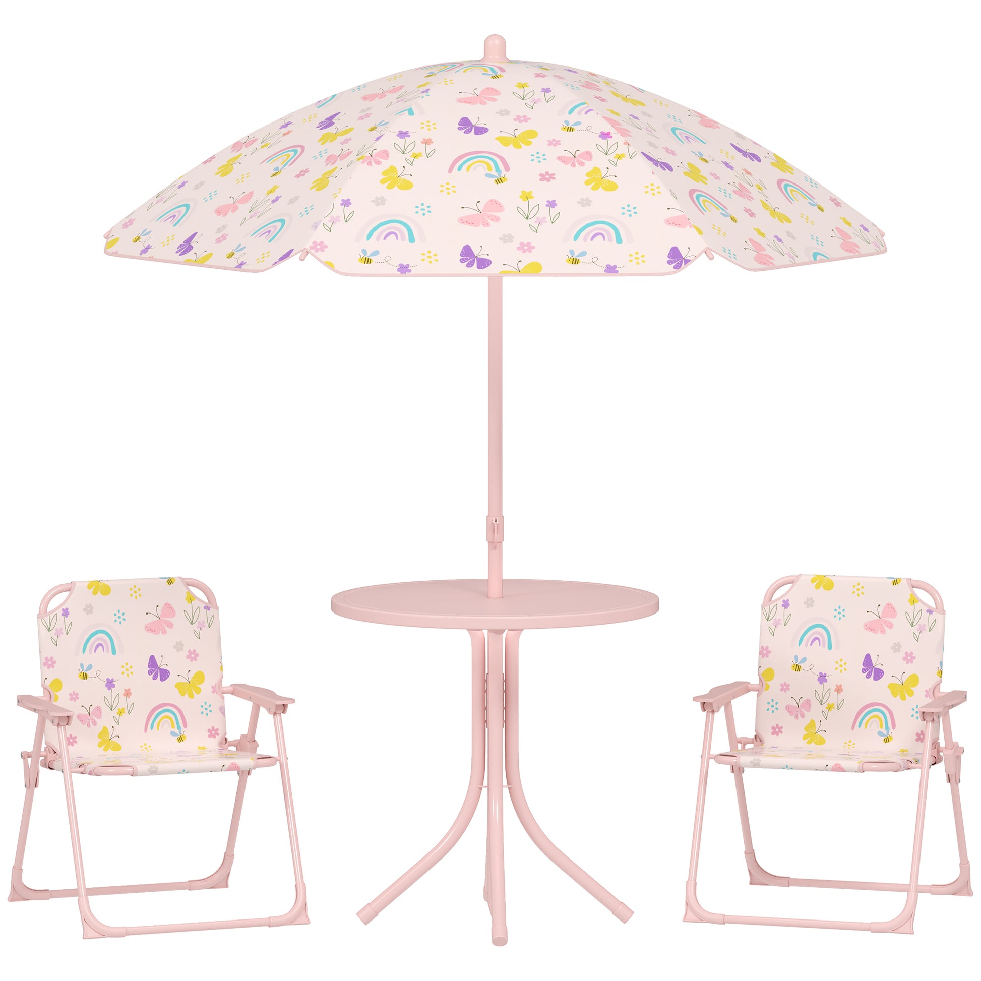Aiyaplay Conjunto De Mesa Y Sillas Infantil De Jardín De 4 Piezas Rosa_0