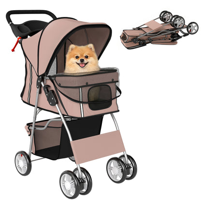 Pawhut Carrito Para Perros Plegable Con Cesta De Almacenaje 77x44x102 Cm Café_0