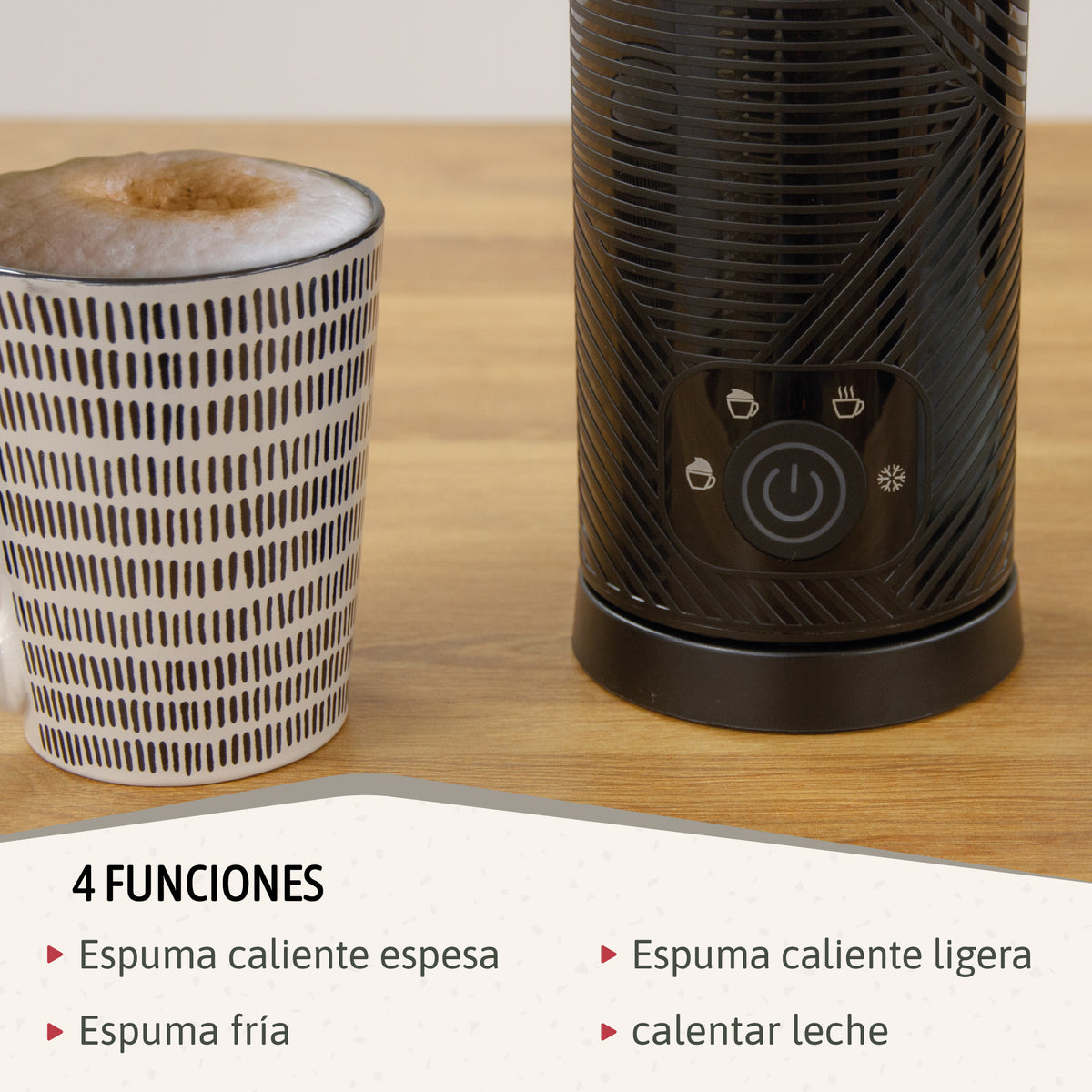 Briebe Elegance Espumador Leche Eléctrico Calentador Espuma Fría/caliente 130ml Leche Caliente 300ml, Mf1172blk, Negro_2
