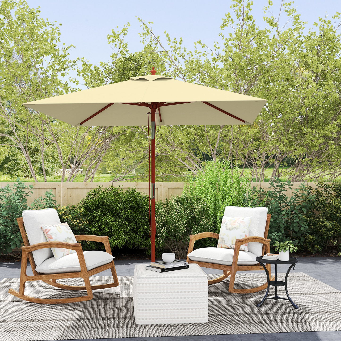 Outsunny Sombrilla De Jardín Rectangular 200x150x235 Cm Anti-uv Beige_3