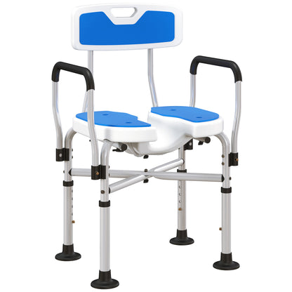 Homcom Silla Ducha Personas Mayores Con Asiento Ranurado Carga 136 Kg Azul_0