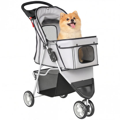 Pawhut Carrito Para Perros Plegable Hasta 10 Kg De 3 Ruedas Con Capota Ajustable_0