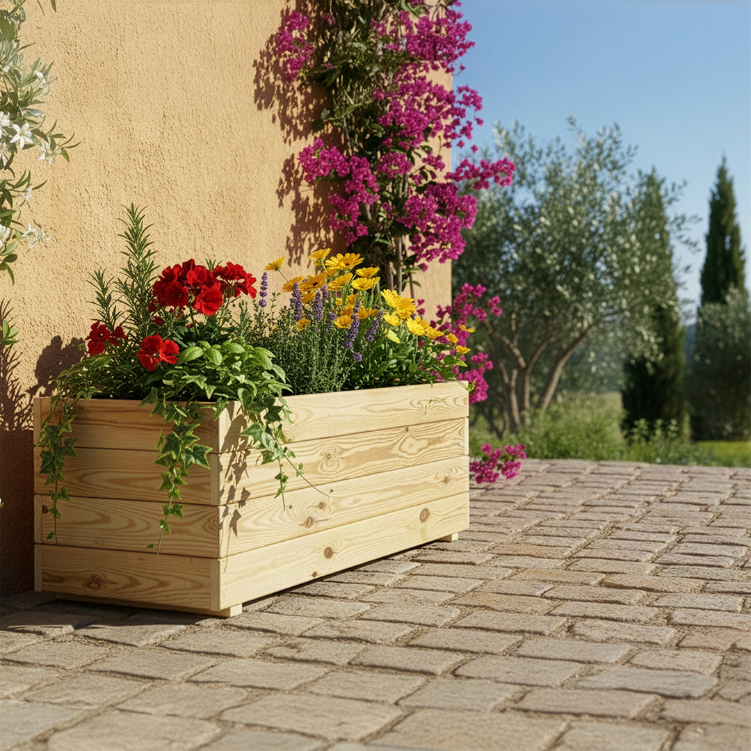 Jardinera Rectangular De Madera Tratada Para Exterior Ghio Hortalia 100x40x40 Cm_1
