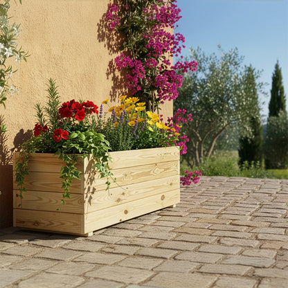 Jardinera Rectangular De Madera Tratada Para Exterior Ghio Hortalia 100x40x40 Cm_1