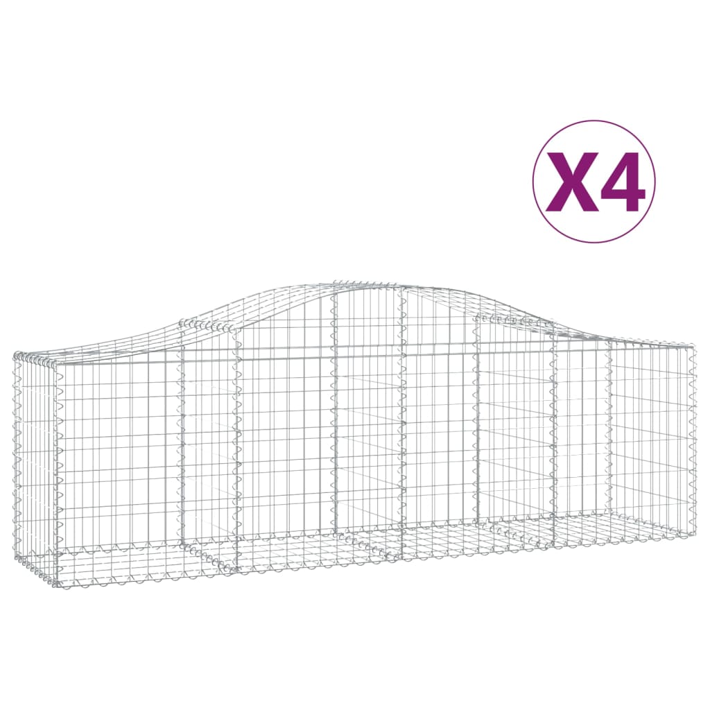 Cestas De Gaviones 4 Uds Forma De Arco Hierro 200x50x60/80 Cm_0