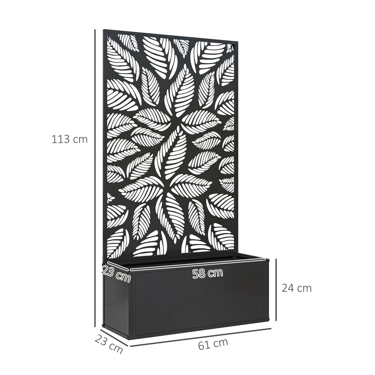 Outsunny Jardinera Exterior Grande De Metal Con Pantalla De Privacidad Negro_2