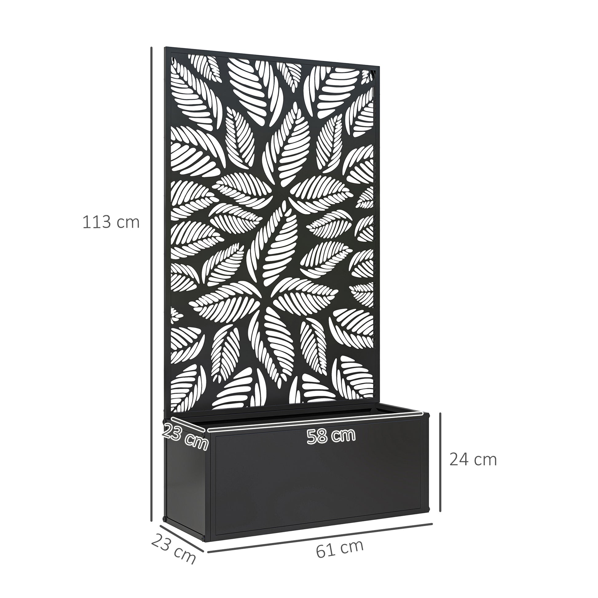 Outsunny Jardinera Exterior Grande De Metal Con Pantalla De Privacidad Negro_2