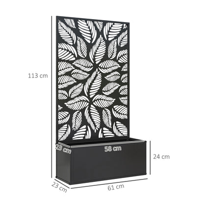 Outsunny Jardinera Exterior Grande De Metal Con Pantalla De Privacidad Negro_2