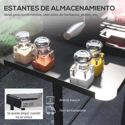 Outsunny Barbacoa De Carbón Portátil Con Pincho Giratorio Estantes Negro_5