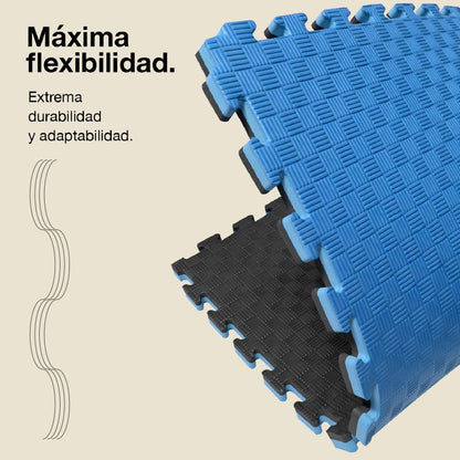 Jowy Tatami Puzzle 2,5cm 100x100cm, Pack 4 Unidades – Superficie 5 Líneas Negro/azul_5