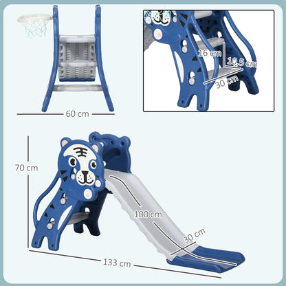 Aiyaplay Tobogán Infantil 3 En 1 Con Patrón De Tigre 133x60x70 Cm Azul Y Gris_2