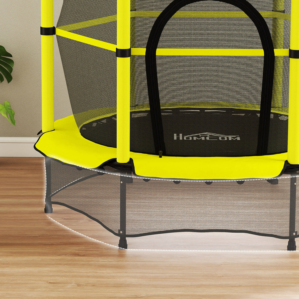 Cama Elástica Infantil Homcom Acero, Pp Amarillo 140x140x190 Cm_4