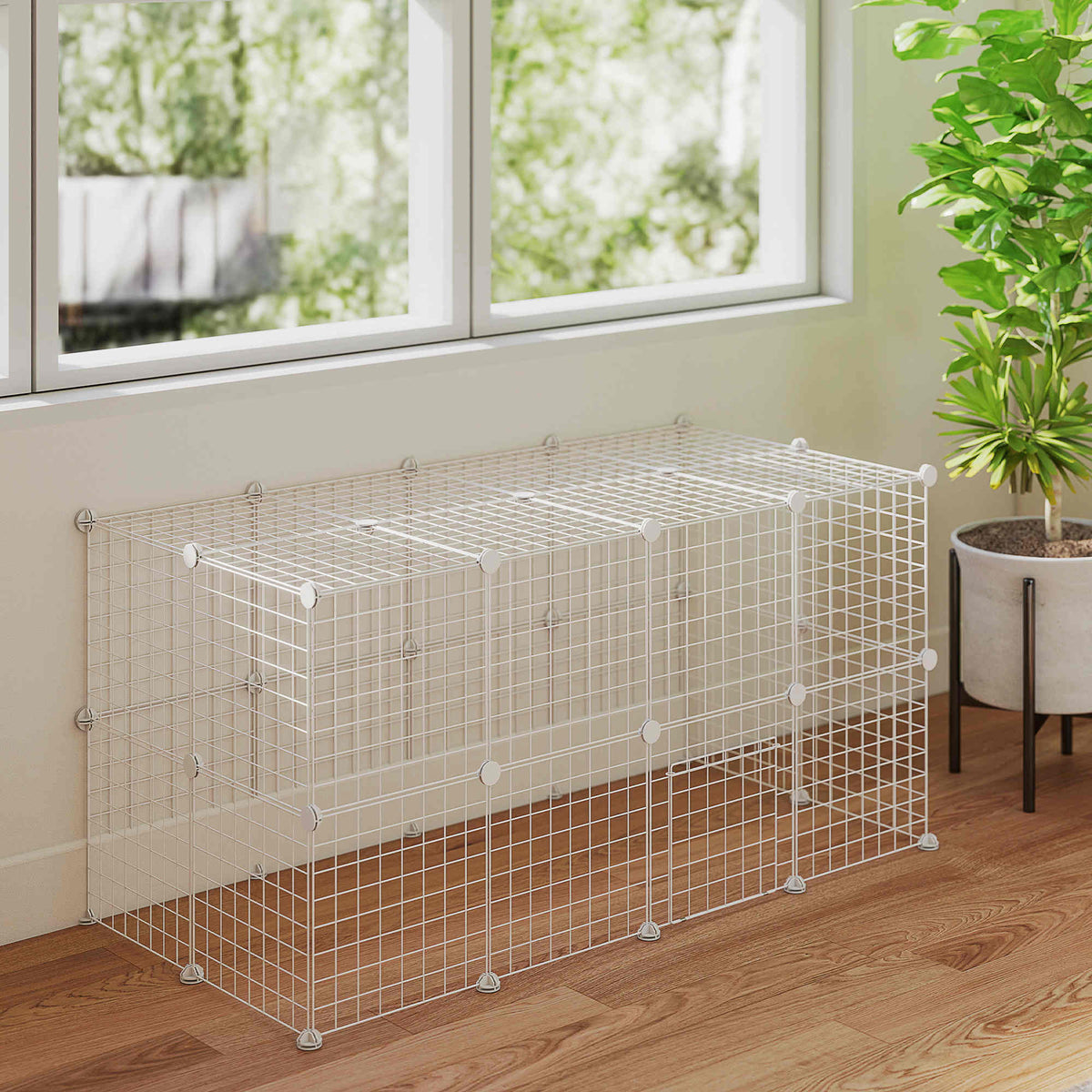 Parque Para Mascotas Pawhut Acero, Abs Blanco 146x73x73 Cm D06-072v00wt_1