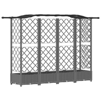 Cama Elevada Con Trellis Y Techo Gris Claro 203,5 X 40 X 123 Cm_4
