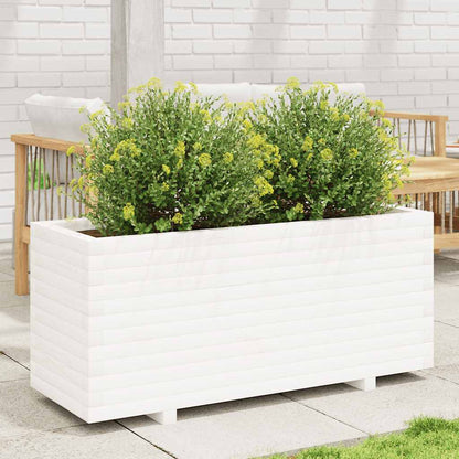 Jardinera Madera Maciza De Pino Blanco 110x40x49,5 Cm_1