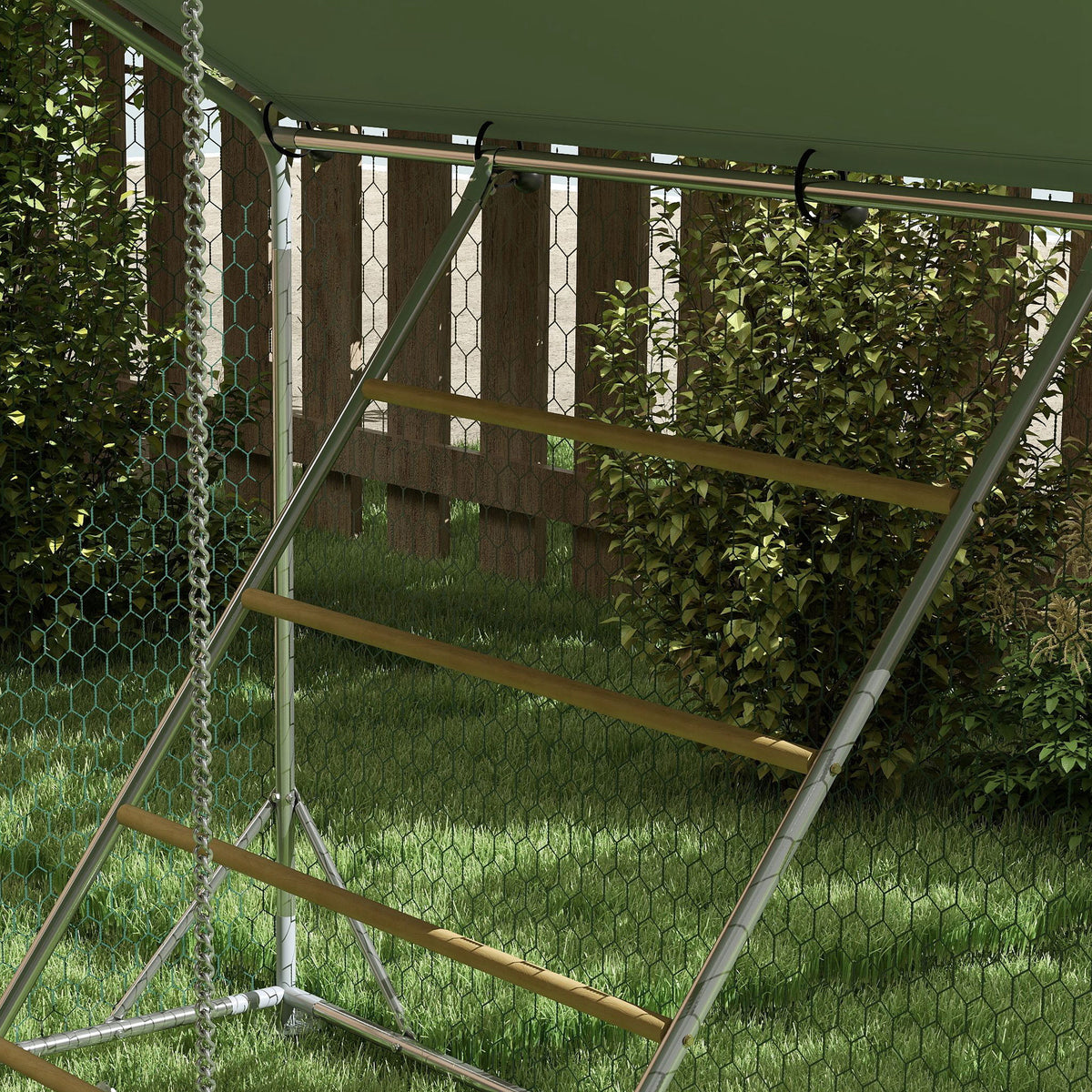 Pawhut Gallinero Para Exterior 3x4x2 M Con Comedero Colgante Tipo Brocheta Plata_3