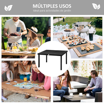 Mesa De Comedor Para Jardín Aluminio Outsunny 140x90x74 Cm Negro_5