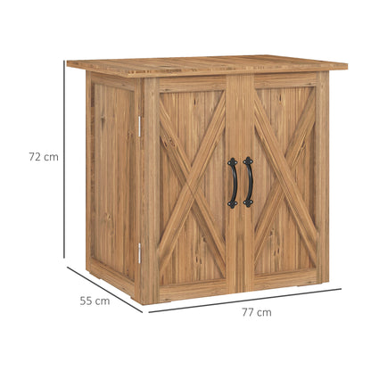 Outsunny Caseta De Jardín De Madera Con 2 Puertas Magnéticas 77x55x72 Cm Marrón_2
