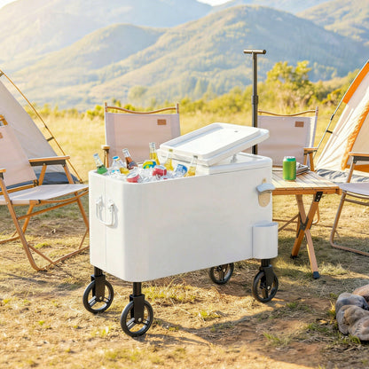 Carrito Nevera Outsunny Acero, Pu Blanco 75x35x120 Cm_1