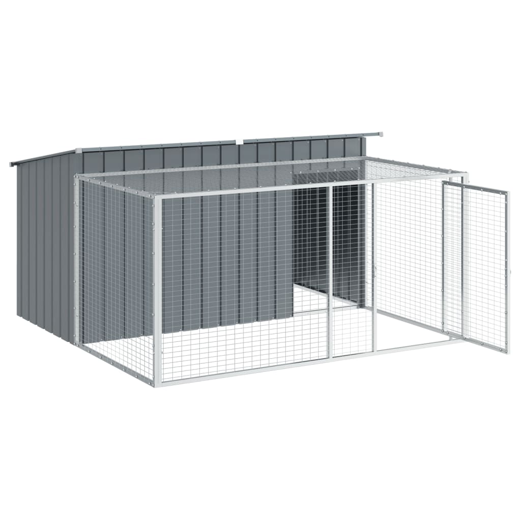 Caseta Para Perro Con Corral Antracita 197x194x110 Cm Acero Galvanizado_3