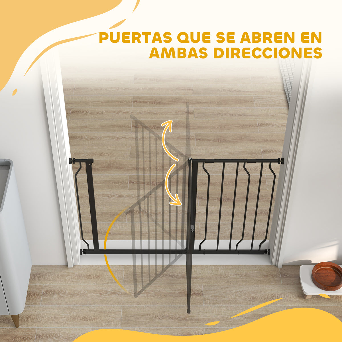 Pawhut Barrera De Seguridad Extensible Con 2 Extensiones 75-115x76 Cm Negro_3